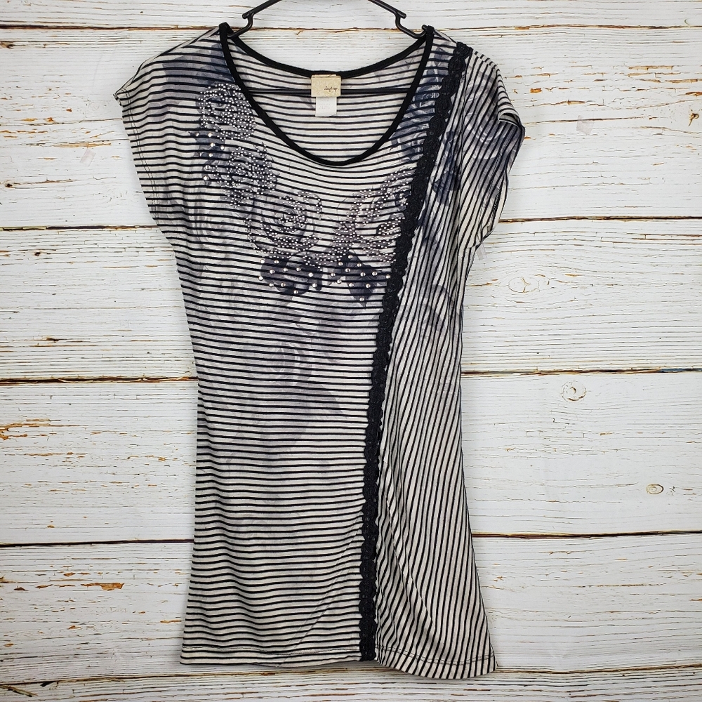 Daytrip Striped Rose Print Tunic